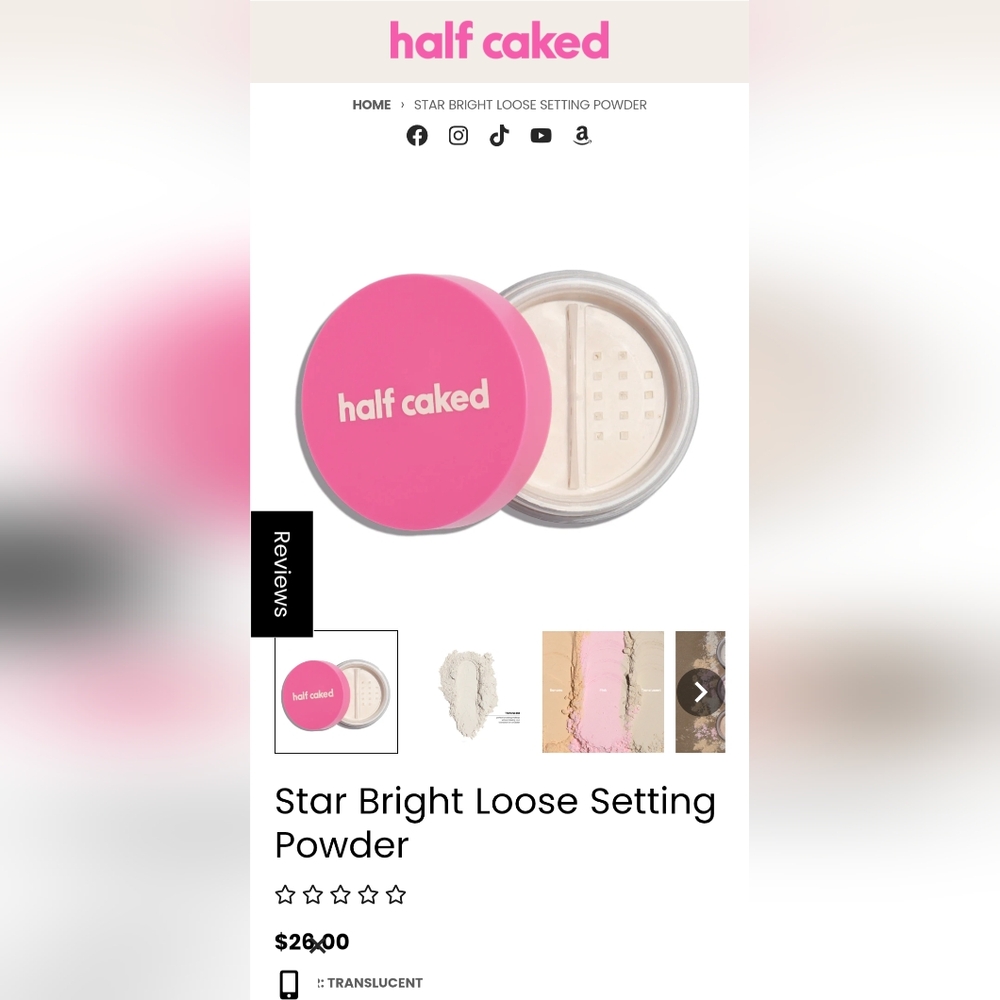 HALF CAKED Star Bright Loose Setting PowderColor: Translucent - Picture 2 of 16